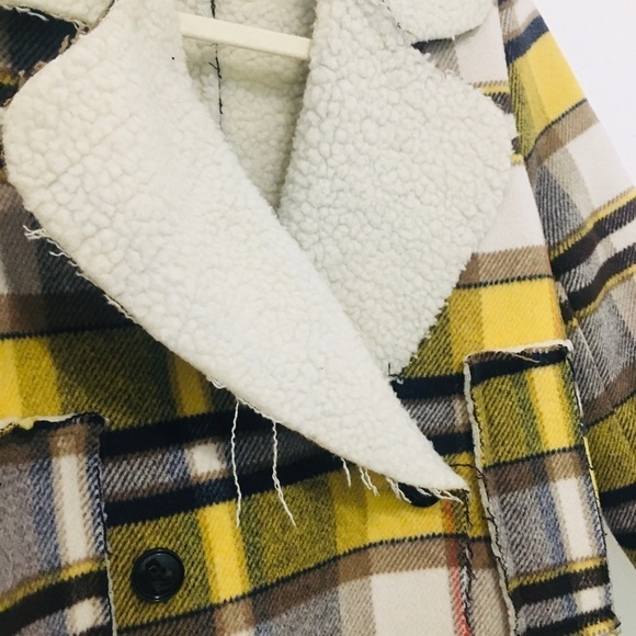 Mingze cozy coat with distressed detailing medium #plaid #business casual - Picture 2 of 6